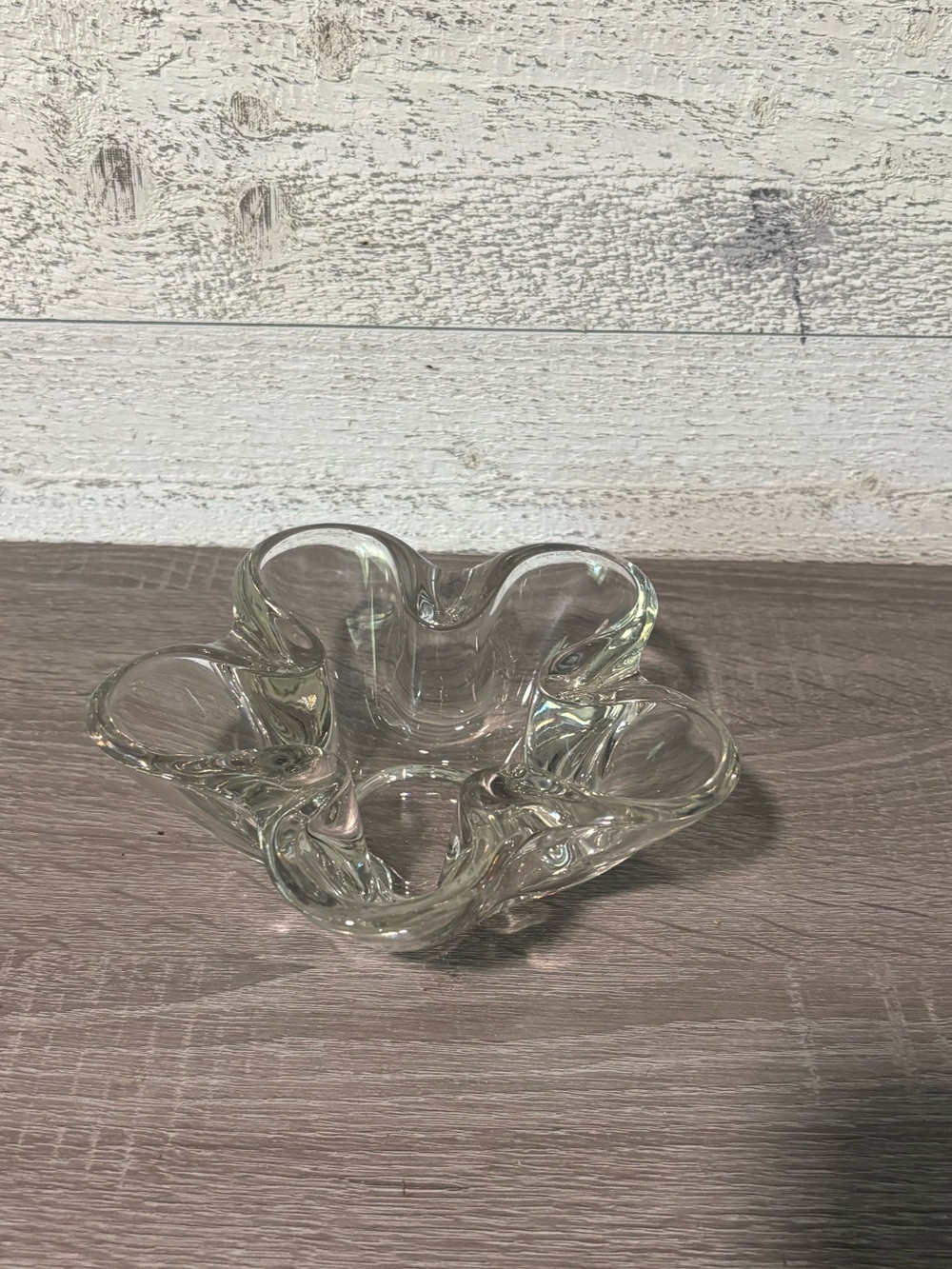 Clear Art Glass Flower Bowl